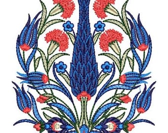 Ottoman Floral Embroidery Machine Design, Turkish Tulip Pattern (Digital Download)