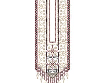 Traditional Geometric Split Neckline Embroidery Machine Design, Ethnic Cross Stitch Kurti Neck Pattern, Pakistani Neck EMB DST File