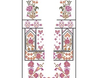 Traditional Cross Stitch Neckline Embroidery Machine Design, Ethnic Geometric Kurti Neck Pattern, Pakistani Neck EMB DST File