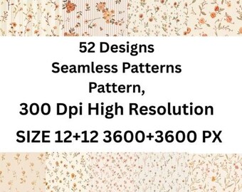 Vintage Wildflower Seamless Pattern, Boho Floral Digital Paper (300 DPI)