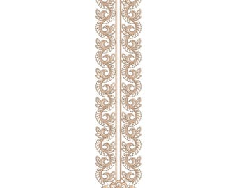 Elegant Lace Split Neckline Embroidery Machine Design, Scalloped Paisley Kurti Neck Pattern, Minimalist Neck Embroidery EMB DST File