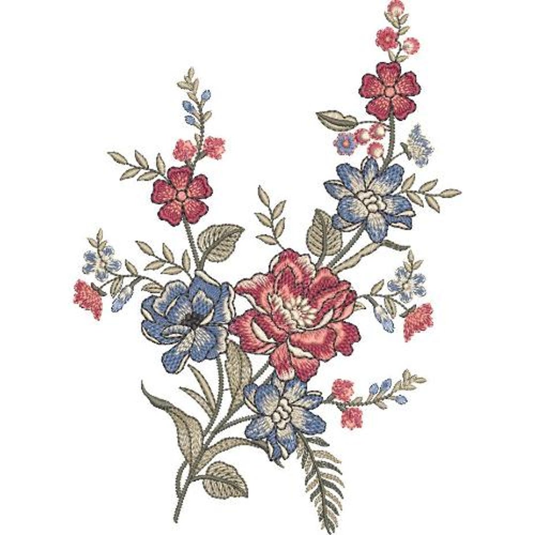 Vintage Floral Bouquet Embroidery Machine Design, Botanical Flower ...