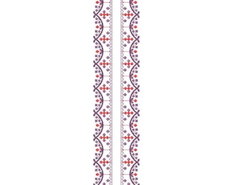Traditional Geometric Split Neckline Embroidery Machine Design, Ethnic Cross Stitch Kurti Neck Pattern