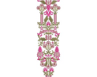 Elegant Floral Neckline Embroidery Machine Design, Vintage Botanical Kurti Neck Pattern, Pakistani Neck Embroidery EMB DST File