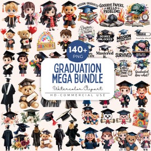 Mega pacote de clipart de formatura, clipart de aquarela de formatura, cliparts de citações de formatura, clipart de formatura de jardim de infância, pré-escola png