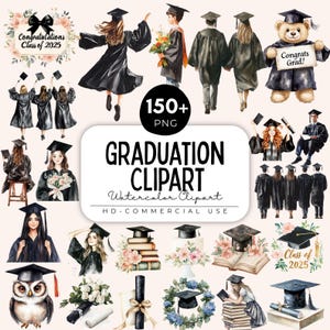 Graduierung PNG Bundle, Graduierung Aquarell Clipart, Graduierung Mädchen png, Abschlussfeier, Abschlusshut, Abschlusskappe, Studenten PNG