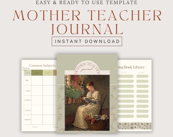 Journal d'une mère enseignante | Planificateur d'école à la maison | Modèles modifiables | École à la maison de Charlotte Mason | Canva Pro | Téléchargement imprimable IMMÉDIAT