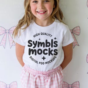 Kids Bella Canvas 3001T White T-Shirt Mockup Kids T-Shirt Mockup Girl T-Shirt Mockup, Kids Outdoor Mockup Toddler Girl Summer Mockup
