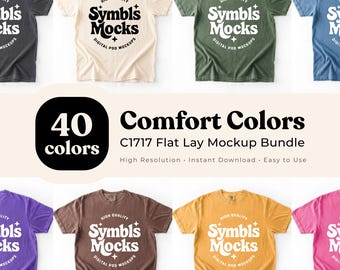 Paquete de maquetas de camisetas Comfort Colors C1717 Flatlay: 40 colores (descarga digital)