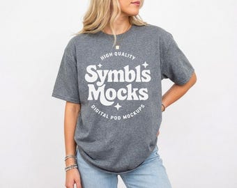 Graphite Heather Gildan 5000 Oversized T-Shirt Mockup: G500 Minimalist Studio POD Mock (Digital Download)