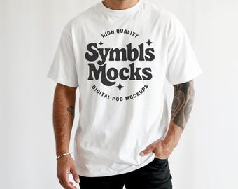 White Comfort Colors C1717 T-Shirt Mockup: Mens Model (Digital Download)