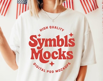 White Comfort Colors T-Shirt Mockup: July 4th Patriotic (Digital Download)