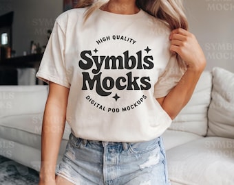 Natural Bella Canvas 3001 T-Shirt Mockup: Boho Spring Summer (Digital Download)