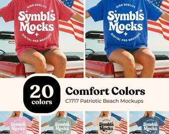 Maquetas de camisetas Comfort Colors C1717 para la playa: Paquete patriótico de 20 colores para el 4 de julio (Descarga digital)