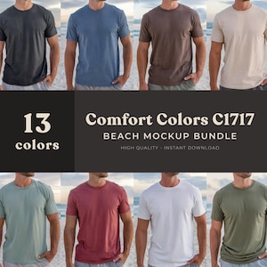 Comfort Colors C1717 T-Shirt Mockup Bundle | C1717 Herren Tshirt Mockup Bundle | Männliches Model Mockup | Strand Draussen Sommer Frühling | Herren Mocks