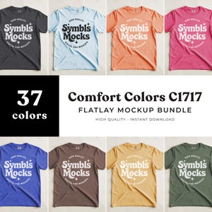 Comfort Colors C1717 Flatlay T-Shirt Mockup Bundle | C1717 TShirt Flat-lay Mock-up Bundle | Simple Flat lay Mockup Bundle | Simple Mockups