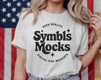 White Comfort Colors T-Shirt Mockup: July 4th Patriotic (Digital Download)
