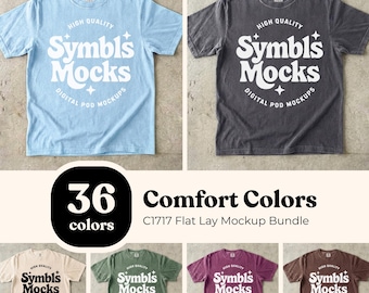 Paquete de maquetas de camisetas Comfort Colors C1717 Flatlay: 36 colores (descarga digital)
