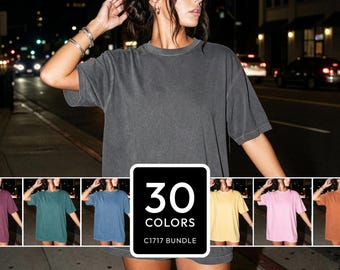 Paquete de maquetas de camisetas de mujer Comfort Colors 1717 de corte holgado y moderno estilo Y2K
