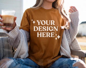 Burnt Orange Comfort Farben T-Shirt Mockup: C1717 Damen T-Shirt (Digitaler Download)