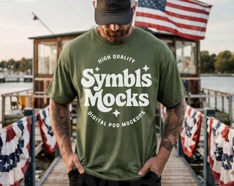 Maqueta de camiseta Moss Comfort Colors: Hombre C1717 Patriotic (Descarga digital)