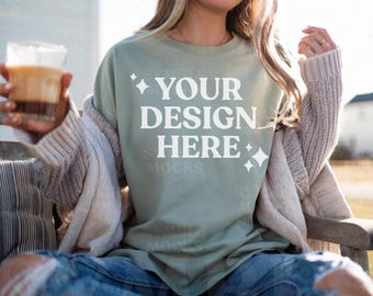 Bay Comfort Colors C1717 T-Shirt Mockup: Oversized Outdoor (Digital Download)