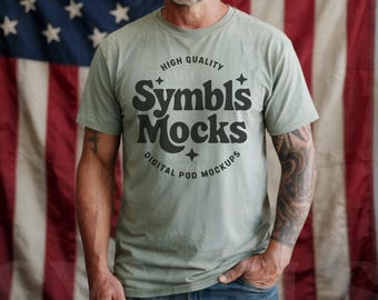 Maqueta de camiseta patriótica para hombre Comfort Colors Bay (descarga digital)
