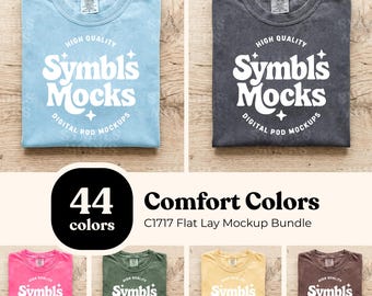 Paquete de maquetas de camisetas Comfort Colors C1717 Flatlay: 44 colores (descarga digital)