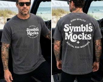 Pepper Mens Comfort Colors C1717 T-Shirt Front & Back Mockup - Outdoorsy Beach Manly