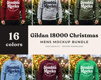 Sudadera navideña Gildan 18000 para hombre (16 colores) - Descarga digital