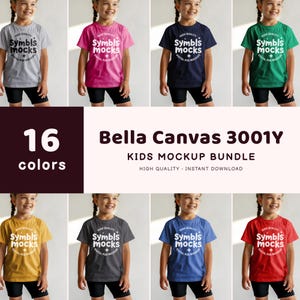 Kids Bella Canvas 3001Y T-Shirt Mockup Bundle | BC3001Y TShirt Mock-up Bundle | Kids Girl Mockup | Simple Clean Aesthetic Cute Girl Photo
