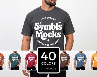 Paquete de maquetas de camisetas Comfort Colors C1717 para hombre: 40 colores, estudio minimalista y limpio (descarga digital)