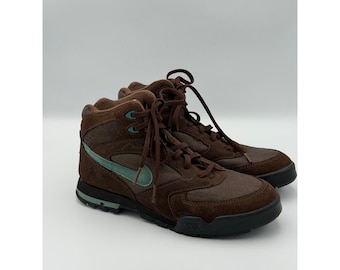 Botas Nike Caldera ACG Style Suede Trail Hiker vintage, marrón, verde azulado, Y2K Gorpcore 8.5