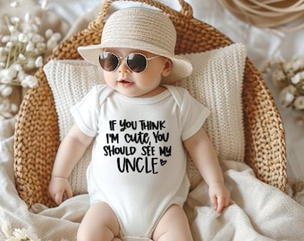 Cute Uncle Funny Onesie®, Baby Clothes, Baby boutique, baby gift, baby shower gift, Gender Reveal, pregnancy announcement, Uncle Gift