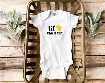 Iil Cheese Curd, Wisconsin Onesie®, Wisconsin, Green Bay,  Funny Onesie®, Baby Clothes, Newborn baby gift, Baby Annoucement~gender reveal