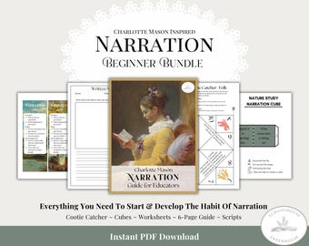 Charlotte Mason Narration Bundle | Gentle Narration Prompts & Beginner's Guide | Homeschool Printable | Morning Basket