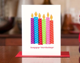 Candy Colored Candles Birthday Card on 100% Recycled Paper