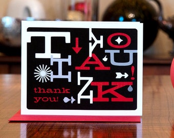 All Mixed Up - Fun Typography Thank You Cards (Set of 8) on 100% Recycled Paper