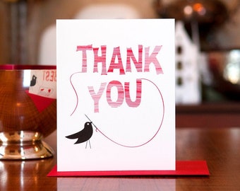 Sew Many Thanks - Bird with Needle & Thread Thank You Card