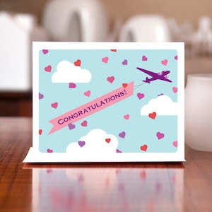 May Love Propel You - Airplane Banner Wedding or Engagement Congratulations Card
