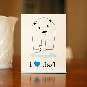 I Heart Dad - Baby & Papa Polar Bears New Baby Card on 100% Recycled Paper
