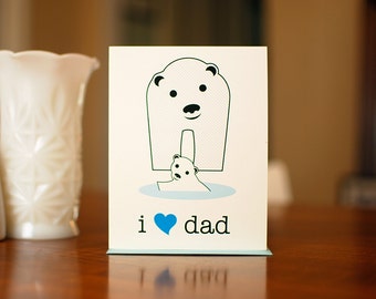 I Heart Dad - Baby & Papa Polar Bears New Baby Card on 100% Recycled Paper