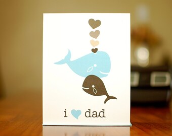 I Heart Dad New Baby Card with Papa & Baby Whales - 100% Recycled Paper