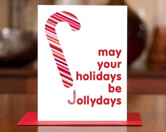 Jollydays - Striped Candy Canes Set of 8 Holiday Cards on 100% Recycled Paper