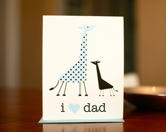 I Heart Dad - Baby & Papa Giraffes New Baby Card on 100% Recycled Paper