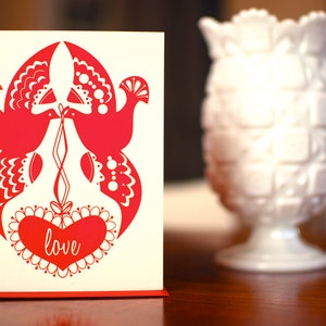 Retro Scandinavian Love Birds Card - 100% Recycled Paper