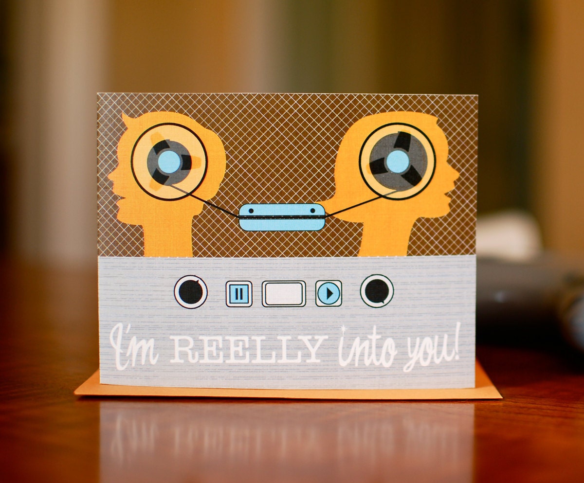 Buy REEL-LY Into You Old School Reel to Reel I Love You Card on 100%  Recycled Paper Online in India 