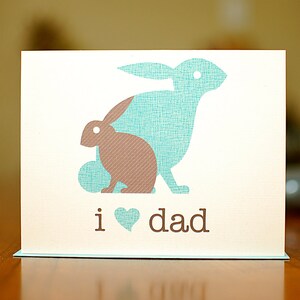 I Heart Dad - Baby & Papa Bunnies New Baby Card on 100% Recycled Paper