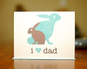 I Heart Dad - Baby & Papa Bunnies New Baby Card on 100% Recycled Paper