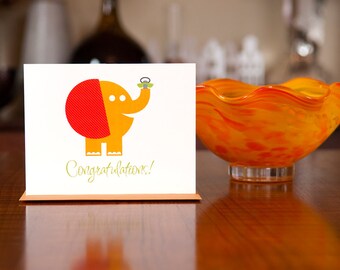 Pachyderm Pacifier - Elephant New Baby Card in Orange, Blue, or Pink on 100% Recycled Paper